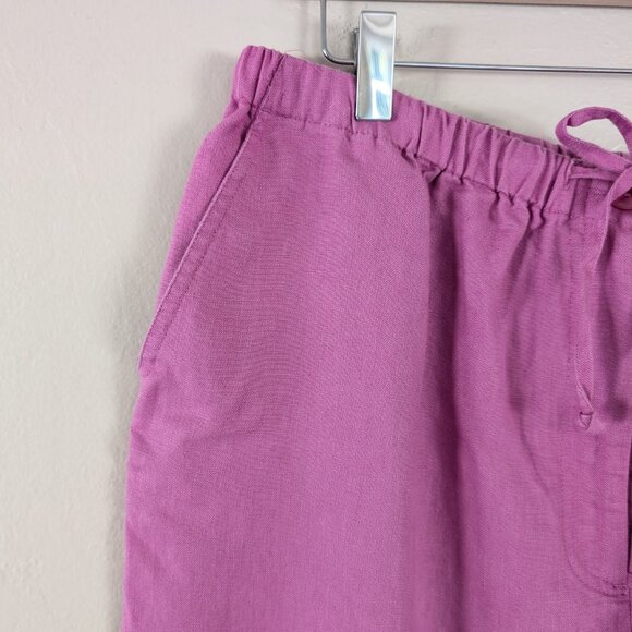 High Waisted Purple Wide Leg Linen Pants‎ with Floral Embroidery - Plus Size 18 - Picture 9 of 12